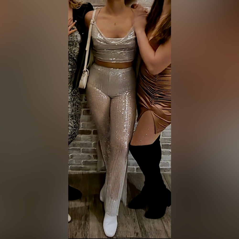 Silver Sequin three piece set